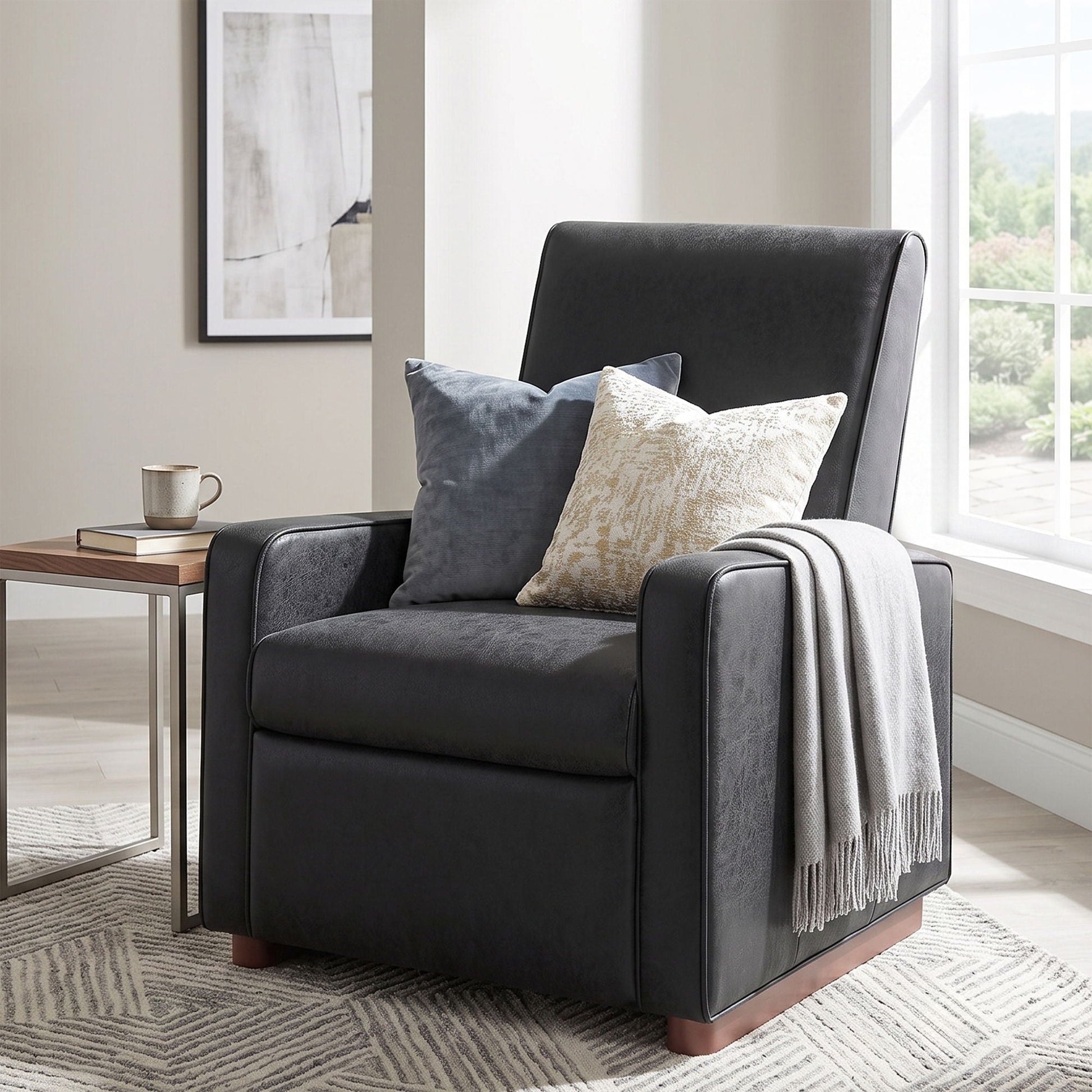 Manual Recliner Chair, 2 Position With 160° Adjustable Backrest For Living Room Noble House