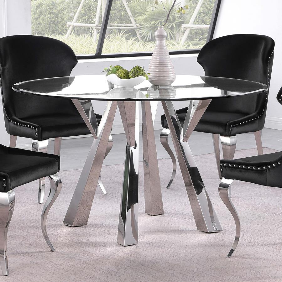 Alaia - Round Clear Glass Top Dining Table - Chrome Coaster Fine Furniture