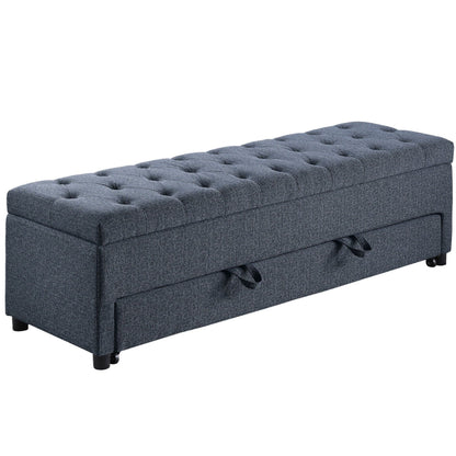 Storage Ottoman With Tufted Seat And Underseat Drawer Home Essentials