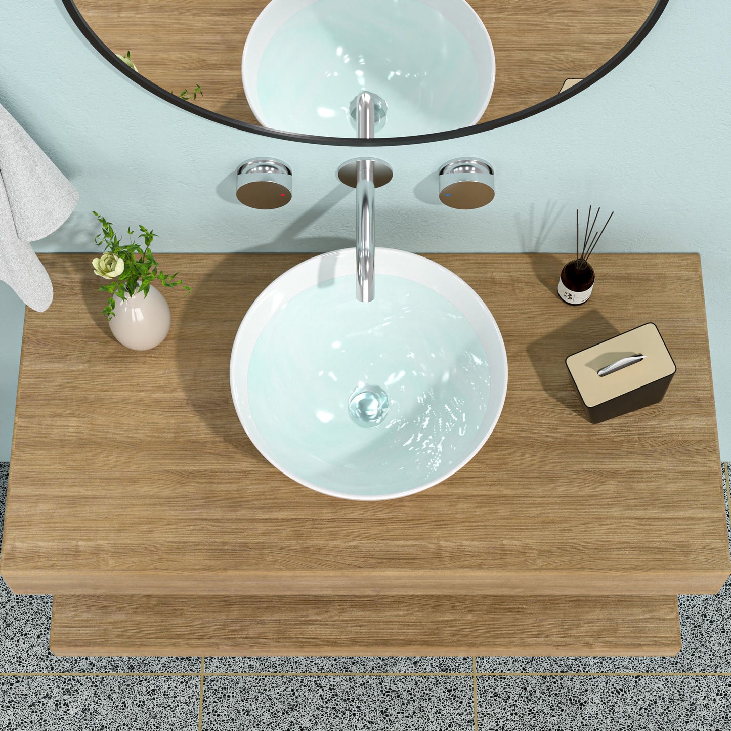 Modern Ceramic Circular Vessel Bathroom Sink Daily Nest