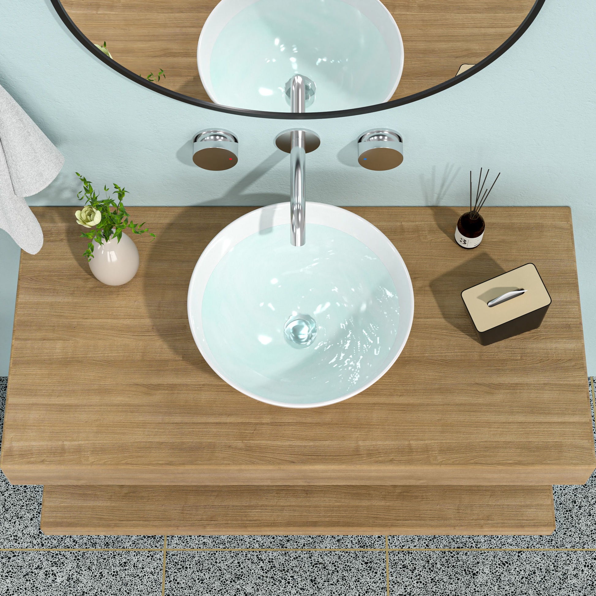 Modern Ceramic Circular Vessel Bathroom Sink Daily Nest