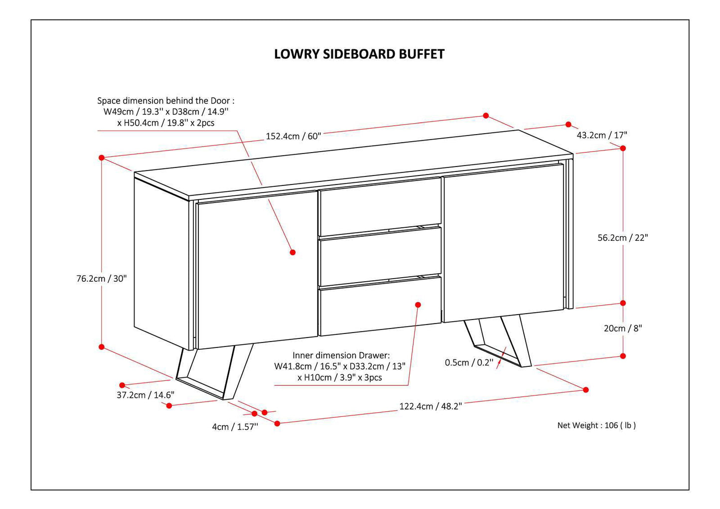 Lowry - Handcrafted Sideboard Buffet Simpli-Home