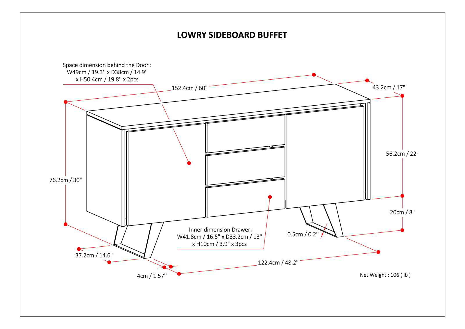 Lowry - Handcrafted Sideboard Buffet Simpli-Home