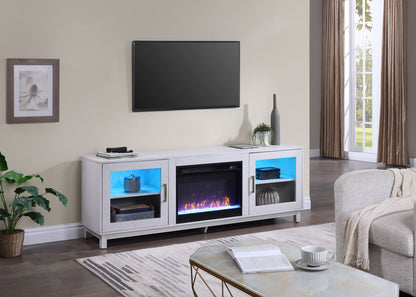 Summit - TV Stand Console With Fireplace - White Walnut Finish Lilola Home