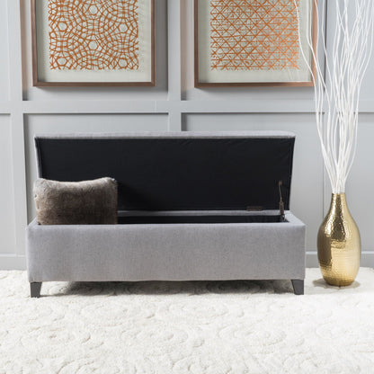 Contemporary Storage Ottoman Bench With Polyester Upholstery Noble House