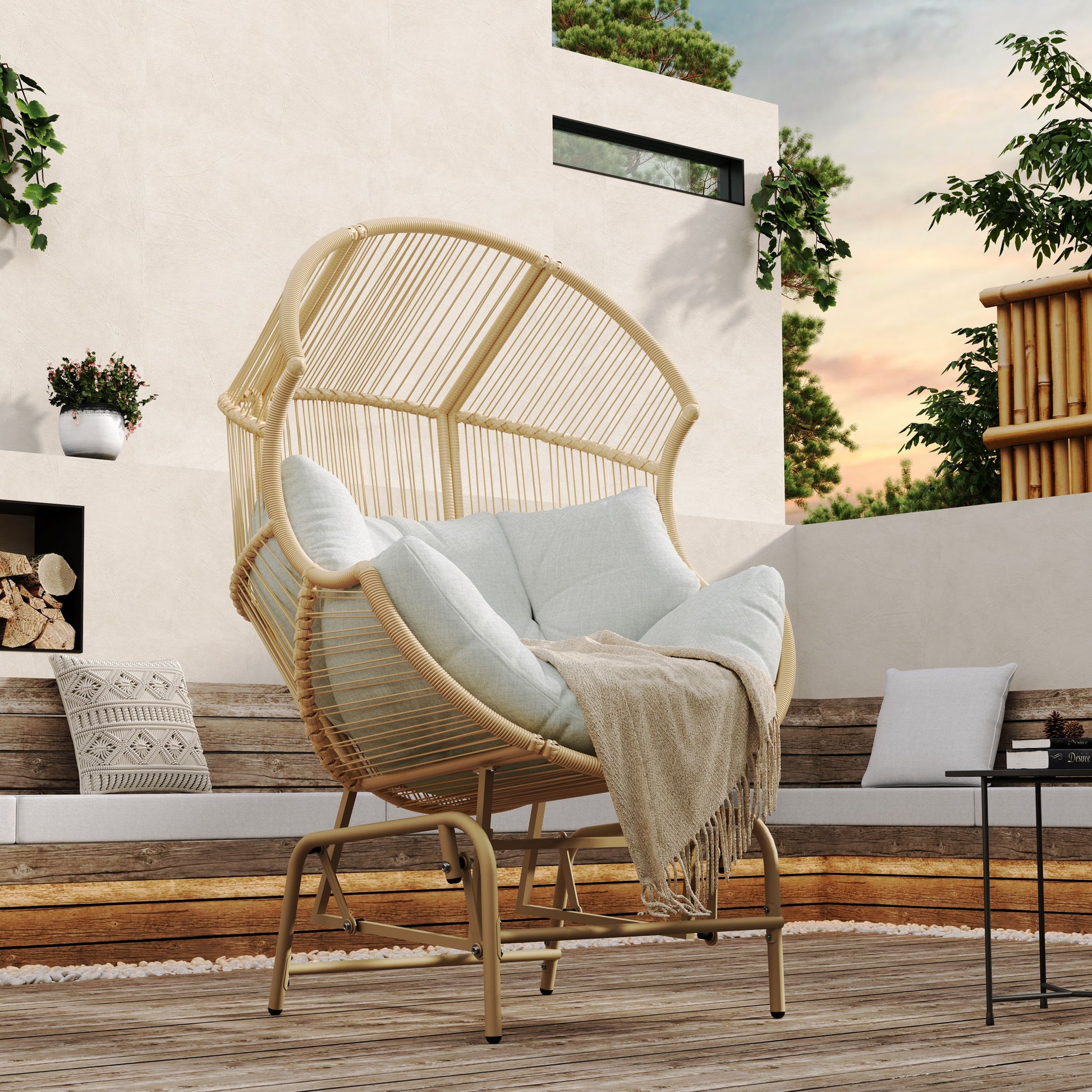 Palos - Outdoor Wicker Glider Chair Noble House