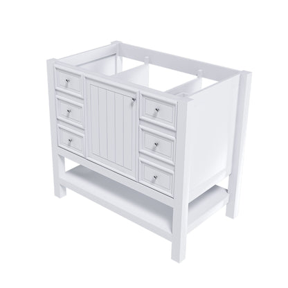 36" Bathroom Vanity With 1 Cabinet And 3 Drawers 1, Storage Solution - White Home Essentials