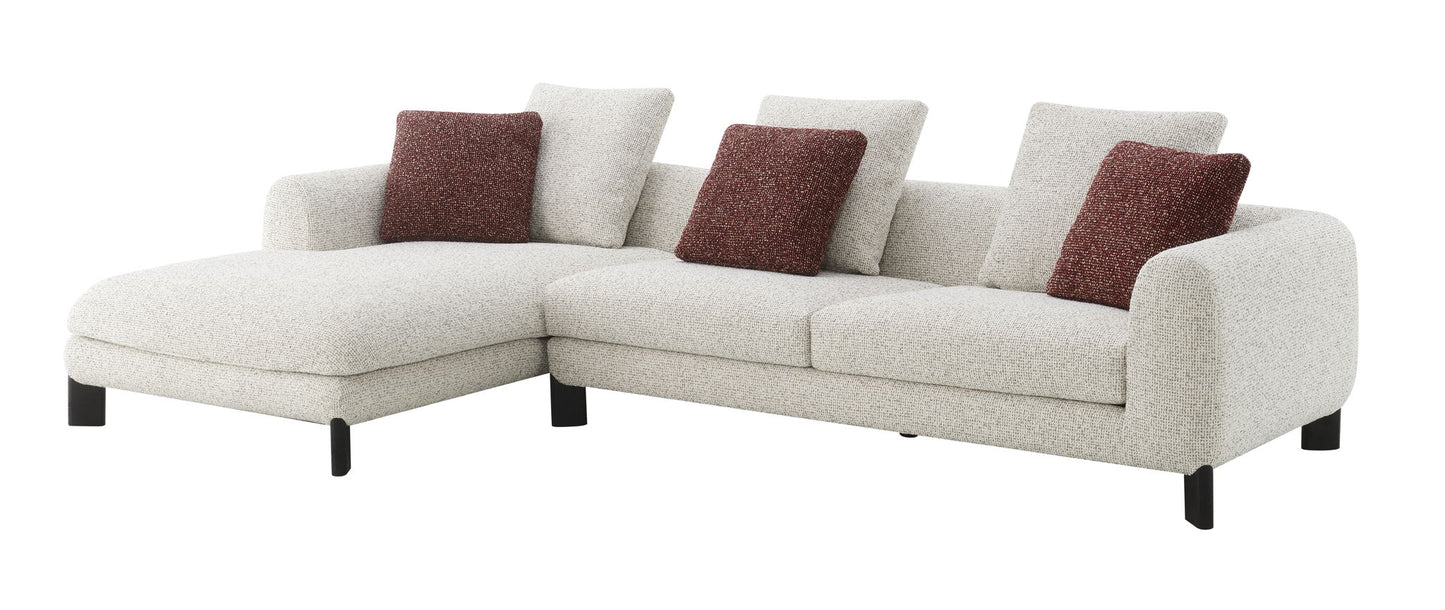 Mardi - Tweed Sectional Sofa With 3 Pillows - Maroon / Beige Acme