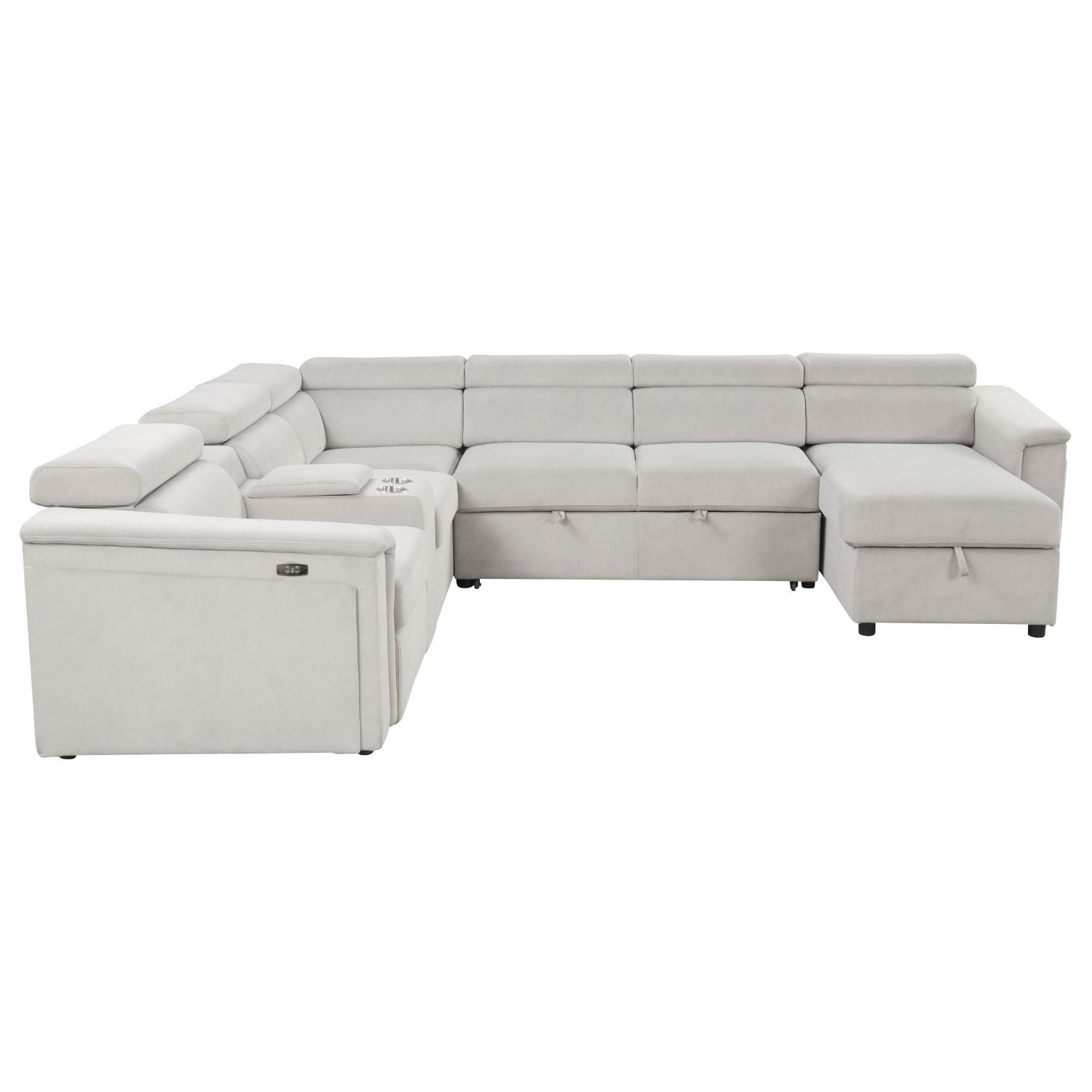 Harvey - Power Recliner Sectional Sleeper - Beige Matrix Furniture Group