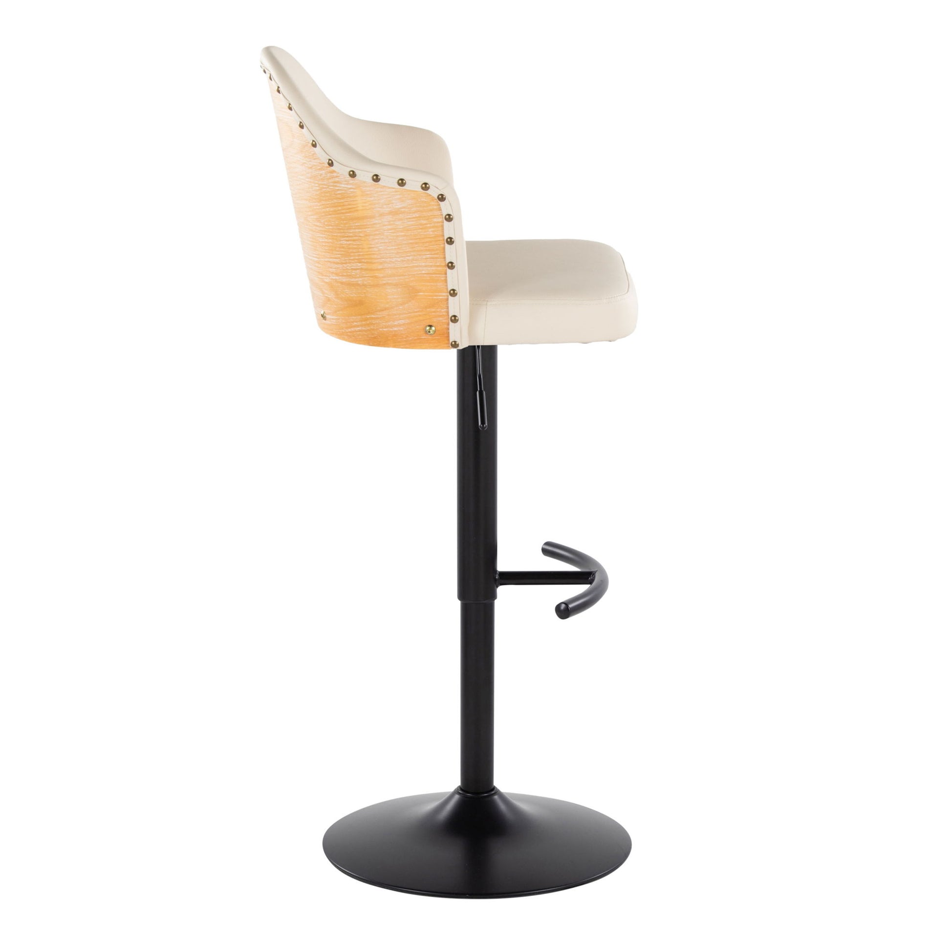 Ahoy - Contemporary Adjustable Barstool, Swivel With Rounded T Footrest (Set of 2) Lumi Source