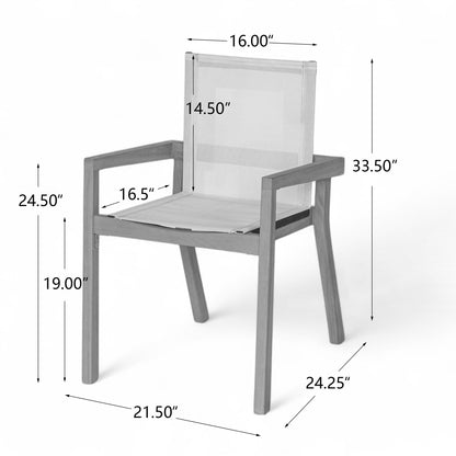 Belfast - Dining Chair With Acacia Wood Frame And Mesh Seating (Set of 2) Noble House