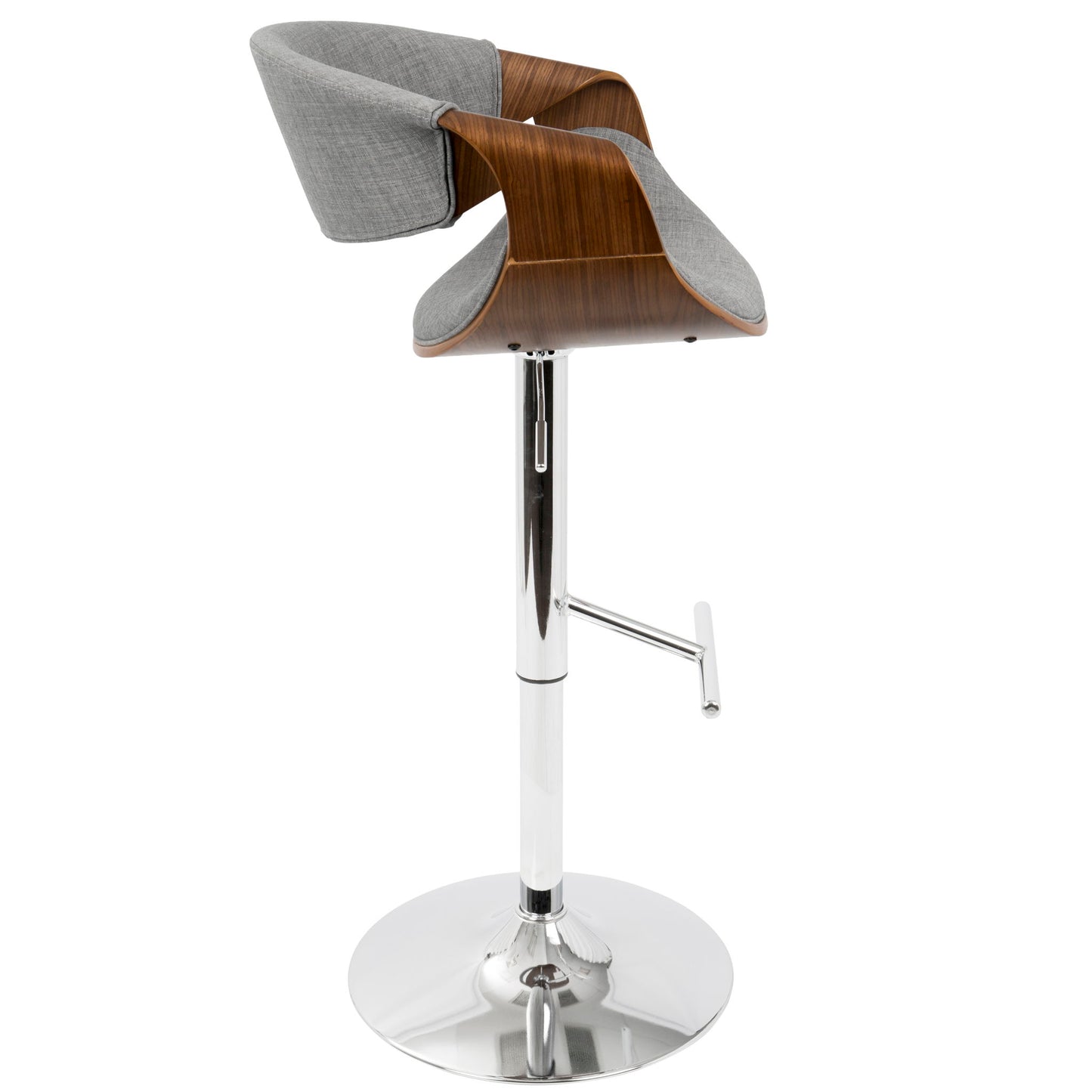 Curvo - Mid Century Modern Adjustable Barstool With Swivel With Straight T Footrest Lumi Source