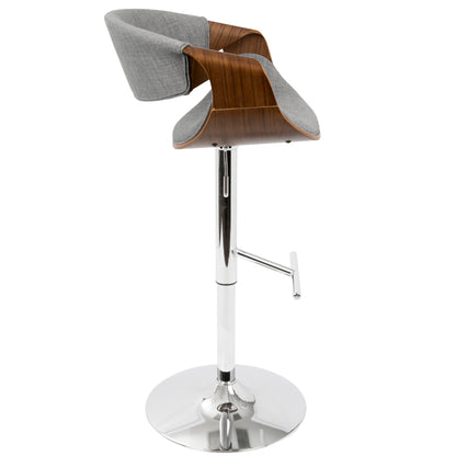 Curvo - Mid Century Modern Adjustable Barstool With Swivel With Straight T Footrest Lumi Source