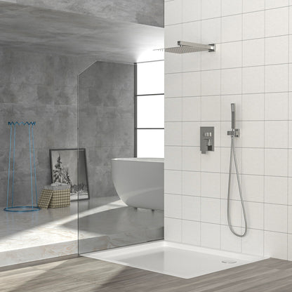 Dual Shower Head System With 12" Wall Mounted Square Rain Shower And Rough In Valve Daily Nest