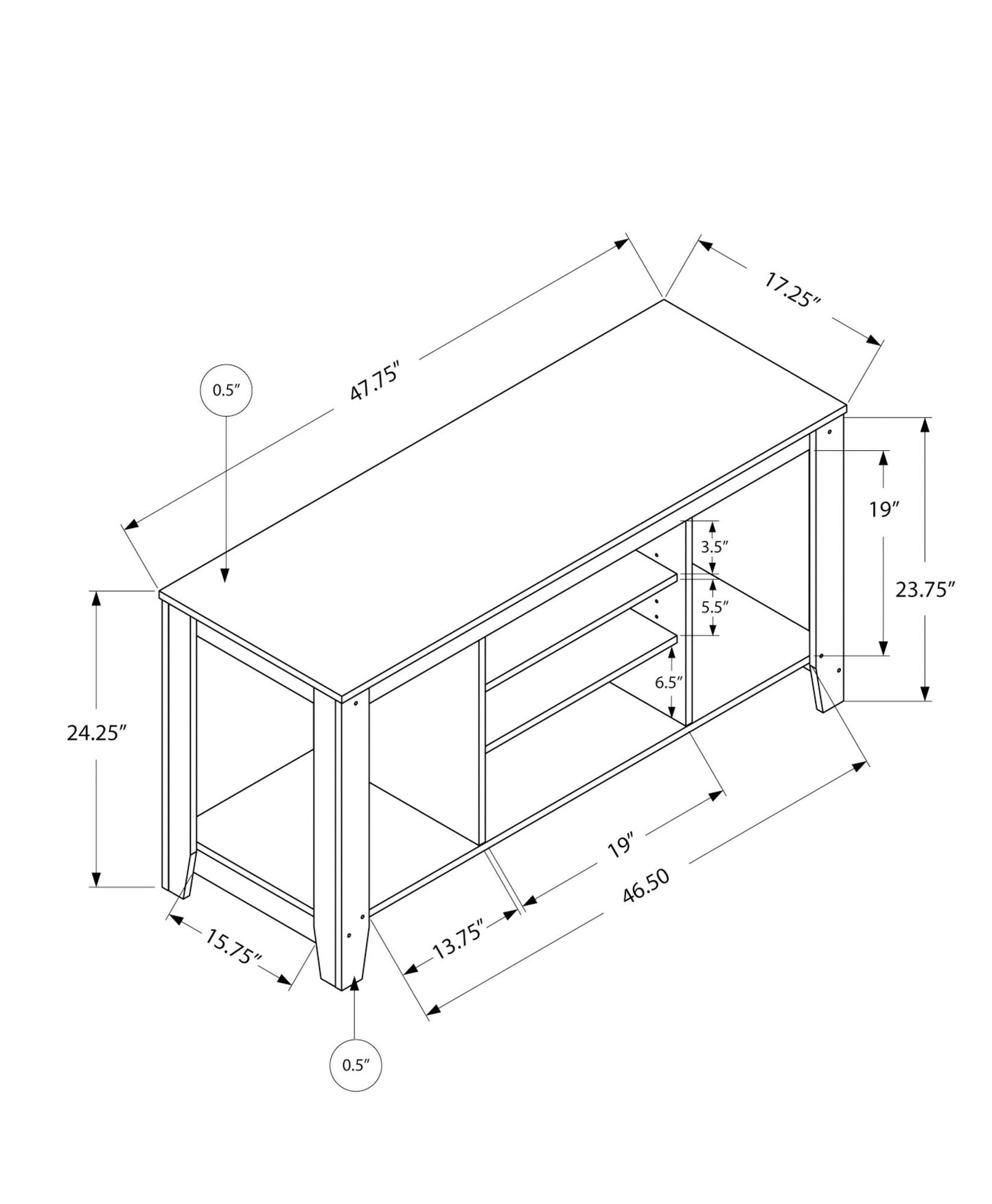 TV Stand, Console, Media Entertainment Center, Storage Shelves, Durable Construction - Espresso 8th Street