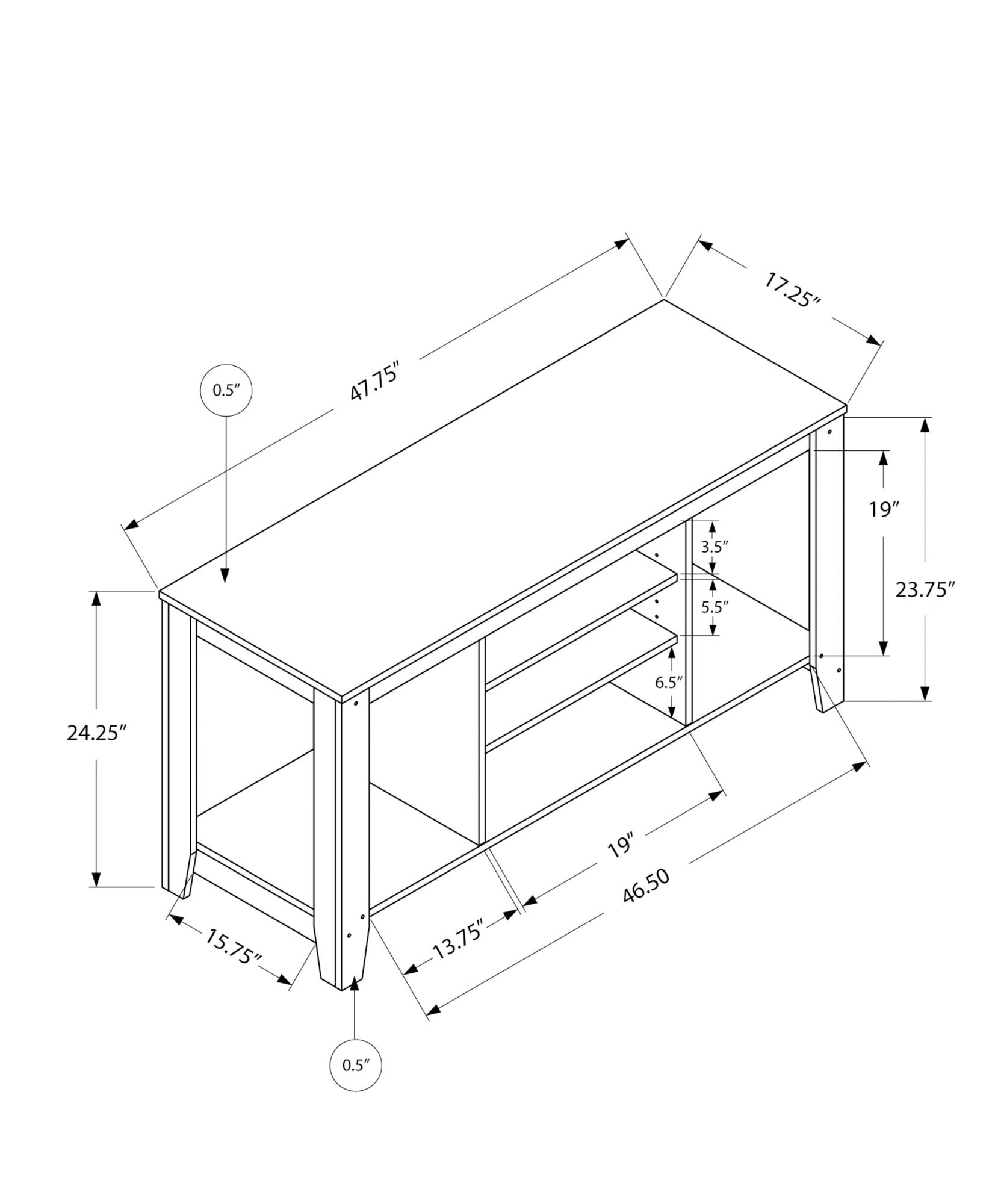 TV Stand, Console, Media Entertainment Center, Storage Shelves, Durable Construction - Espresso 8th Street