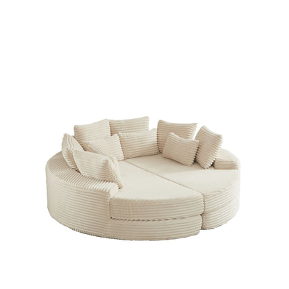 Round Oversized Sofa Bed With 5 Throw Pillows Home Essentials