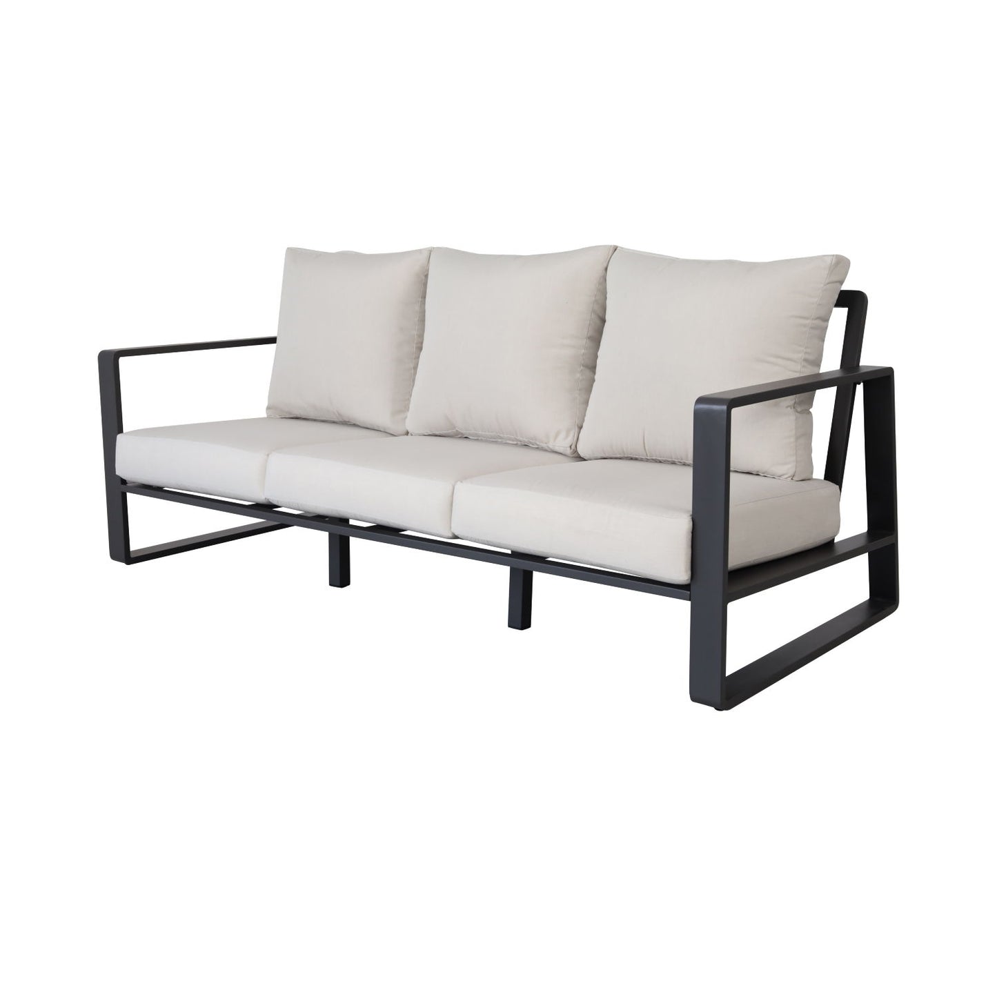 3 Person Sofa With Rectangular Coffee Table, Cushions Tino Tino - Beige LSI Patio Furniture