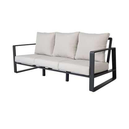 3 Person Sofa With Rectangular Coffee Table, Cushions Tino Tino - Beige LSI Patio Furniture