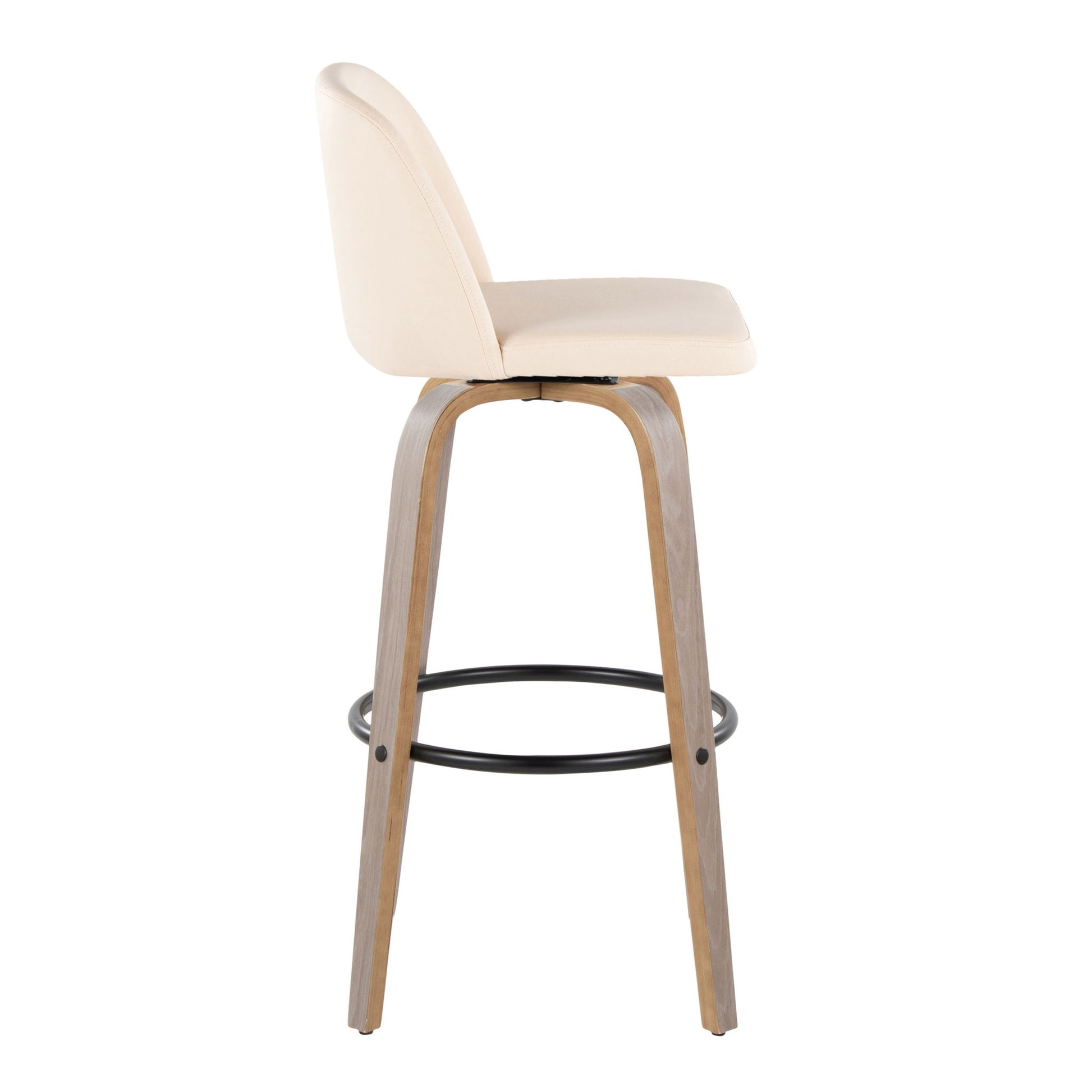 Toriano - Fixed Height Contemporary Barstool With Swivel With Round Footrest (Set of 2) Lumi Source