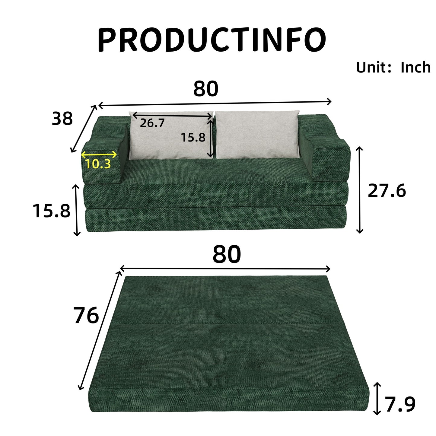 3 Seat Folding Floor Couch & King Size Bed Mattress Home Essentials
