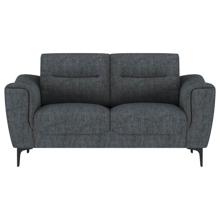 Nolan - Upholstered Sloped Track Arm Loveseat - Charcoal Coaster Fine Furniture