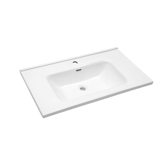 Rectangular Single Vanity Top With 1 Faucet Hole And Overflow, 35" X 20", Sink Only - White Daily Nest