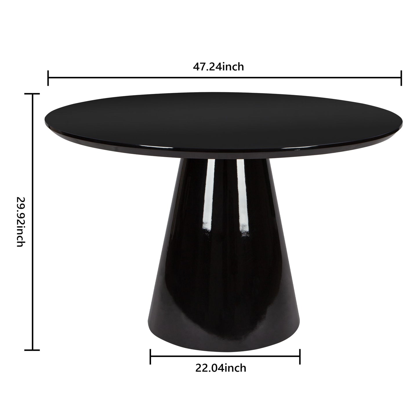 Modern High Gloss Minimalist Round Dining Table - Black Home Essentials