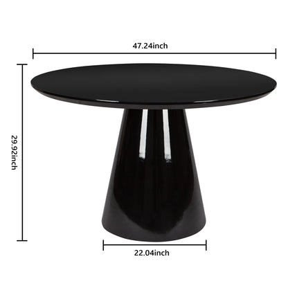 Modern High Gloss Minimalist Round Dining Table - Black Home Essentials