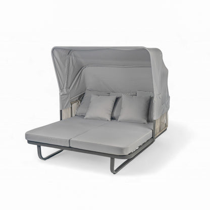 Outdoor Patio Rattan Daybed With Detachable Pillows Hearth and Haven