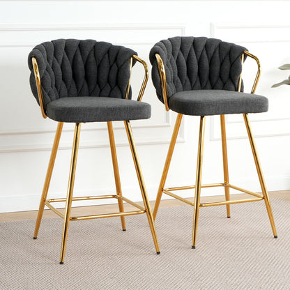 Modern Design High Stool With Plated Legs (Set of 2) Home Essentials
