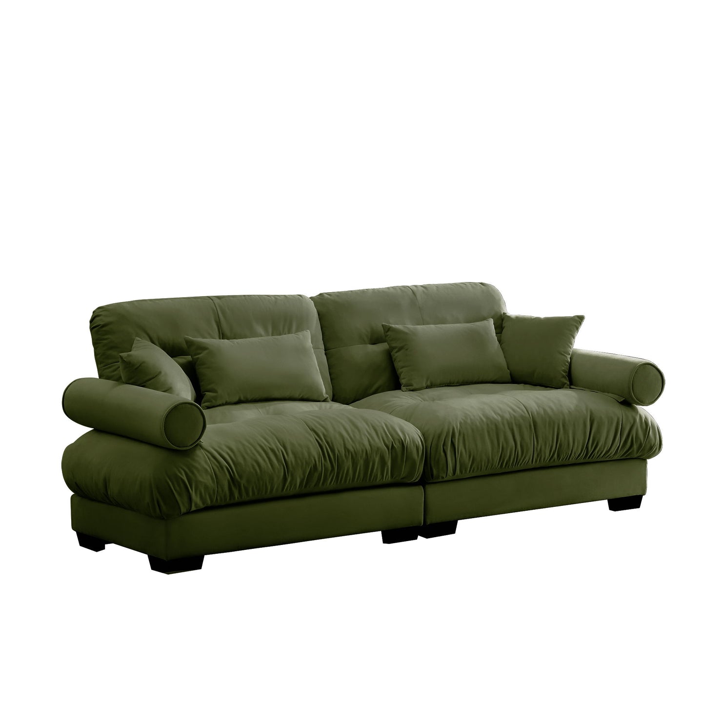 Modern Sofa With Bolstered Armrests And Pillows Home Essentials