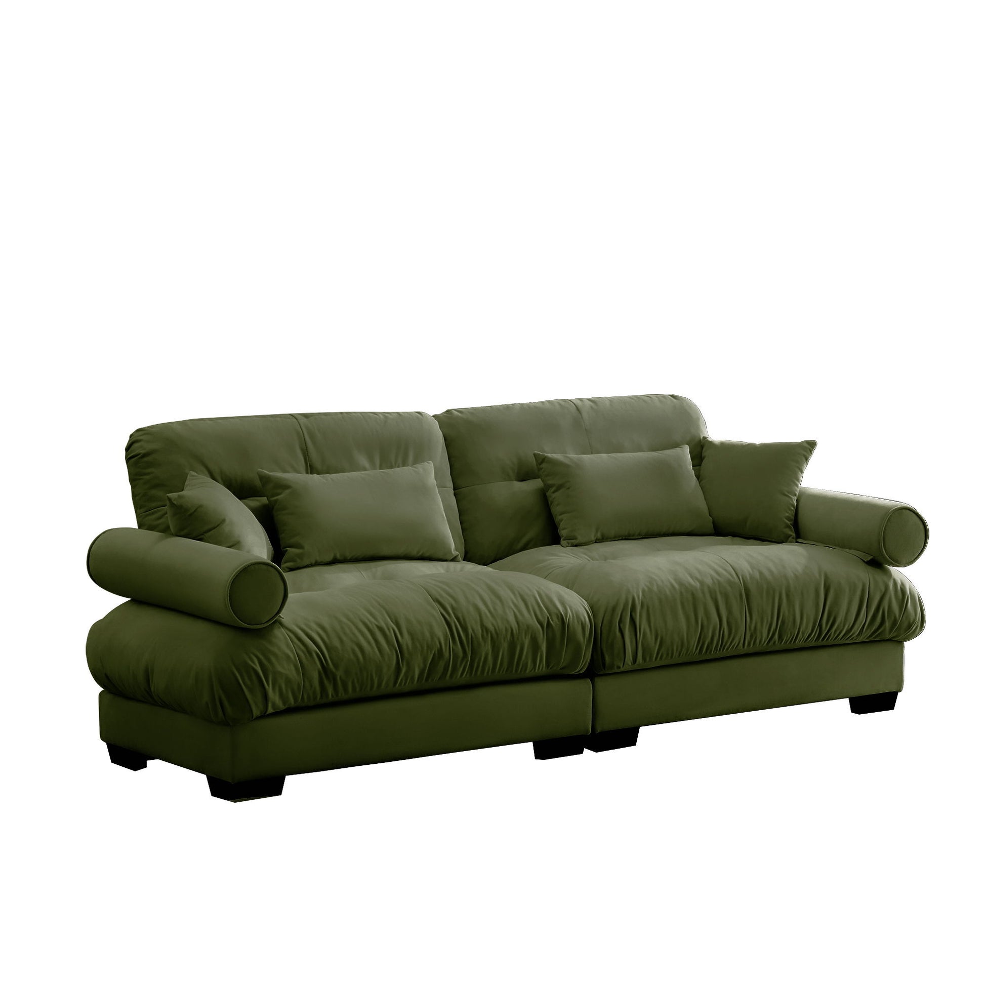 Modern Sofa With Bolstered Armrests And Pillows Home Essentials