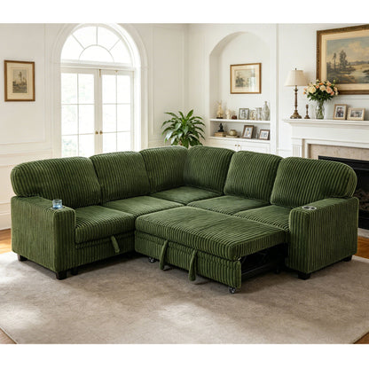 L-Shaped Sofa With Pull Out Sofa Bed With USB Home Essentials