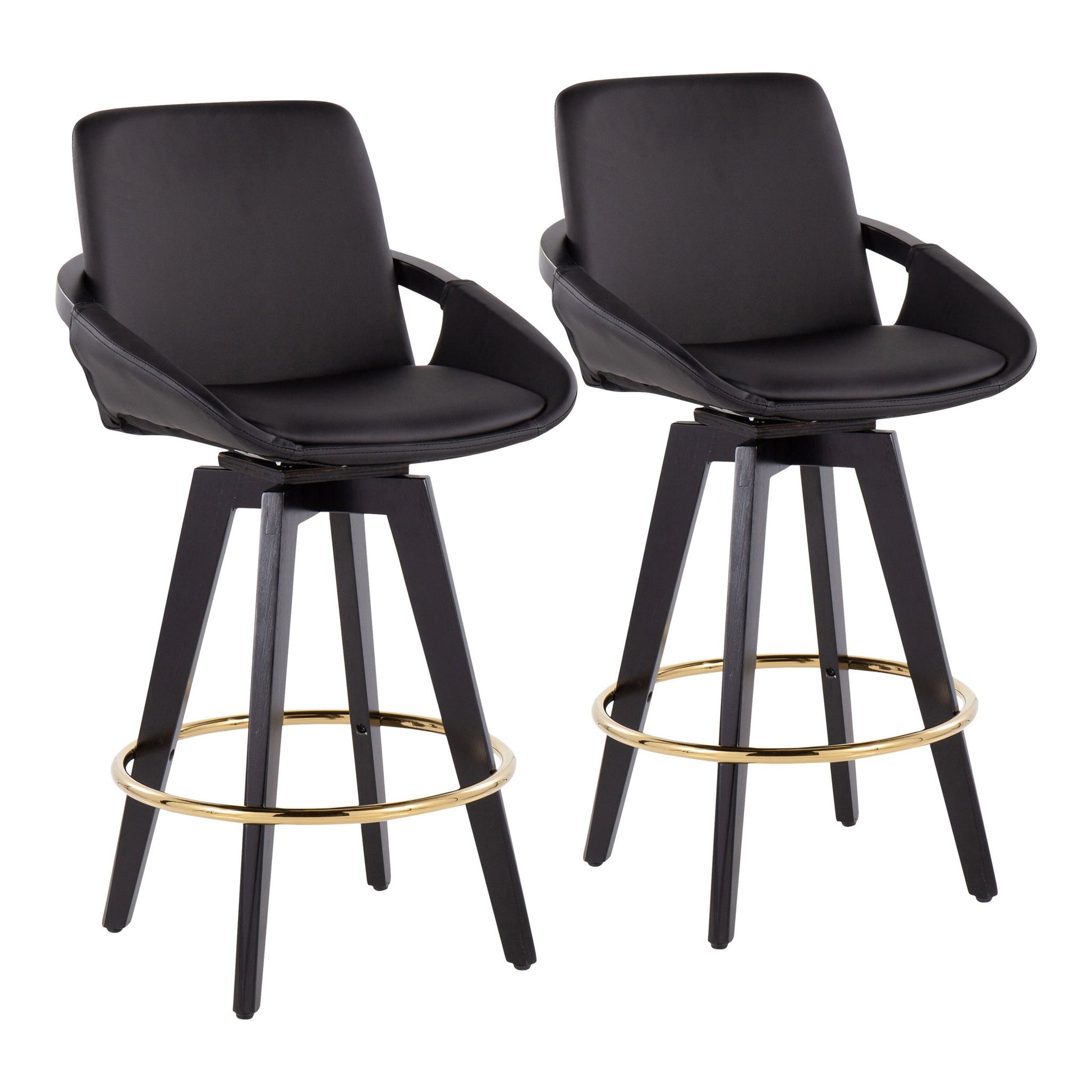 Cosmo - Contemporary Fixed Height Counter Stool With Swivel With Round Footrest (Set of 2) Lumi Source