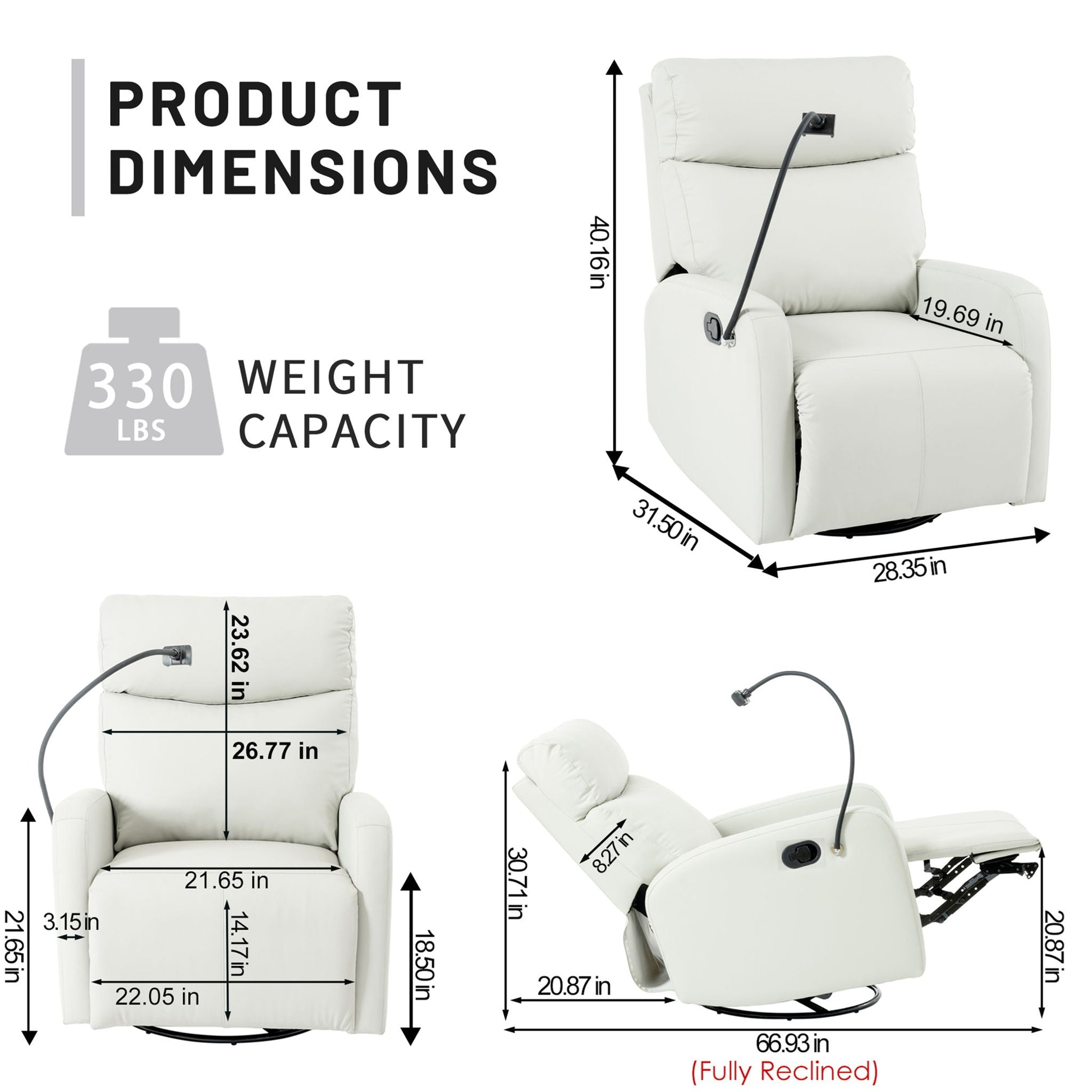Rocking Recliner Chair, 360 Degree Swivel Nursery Rocking Chair, Glider Chair, Modern Small Rocking Swivel Recliner Chair For Bedroom, Living Room Chair Home Theater Seat, Phone Holder - Light Gray Home Essentials