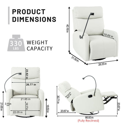 Rocking Recliner Chair, 360 Degree Swivel Nursery Rocking Chair, Glider Chair, Modern Small Rocking Swivel Recliner Chair For Bedroom, Living Room Chair Home Theater Seat, Phone Holder - Light Gray Home Essentials