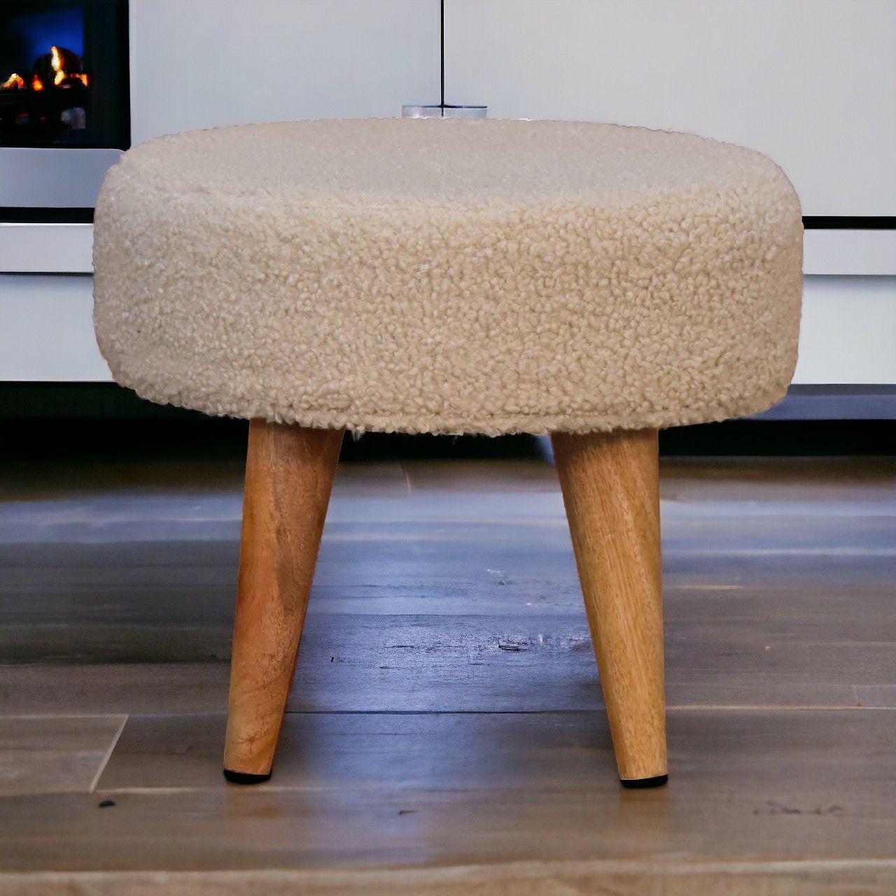 Petite Footstool - Cream / Brown Artisan Furniture