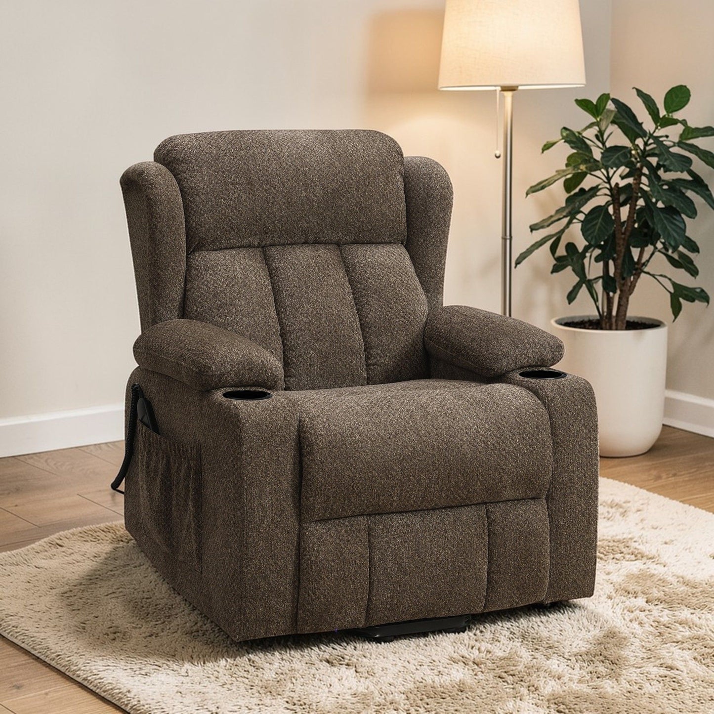 Lusio - Power Motion Recliner With Lift & Cup Holder - Brown Acme