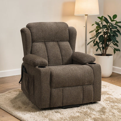 Lusio - Power Motion Recliner With Lift & Cup Holder - Brown Acme