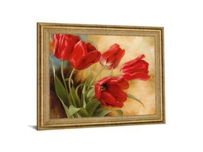 Scarlet Tulip Whirl - 28" x 34" Framed Wall Art Classy Art