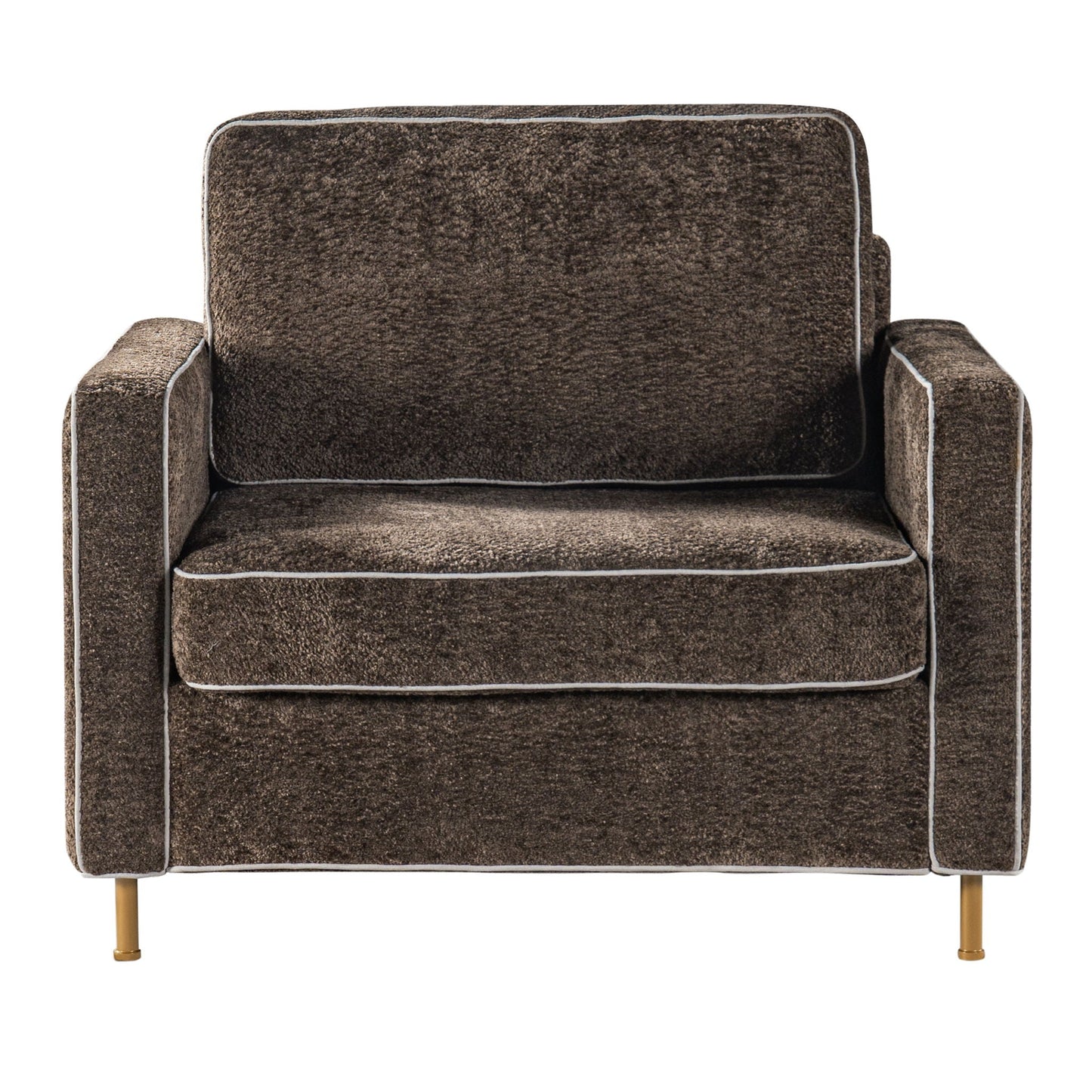 Accent Chair Upholstered Single Sofa With Square Arms, Sewn Pillow Back For Living Room Noble House
