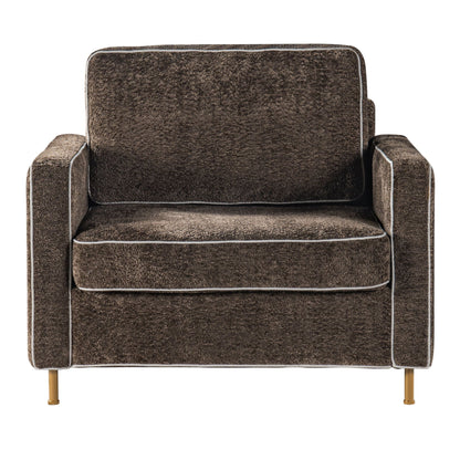 Accent Chair Upholstered Single Sofa With Square Arms, Sewn Pillow Back For Living Room Noble House