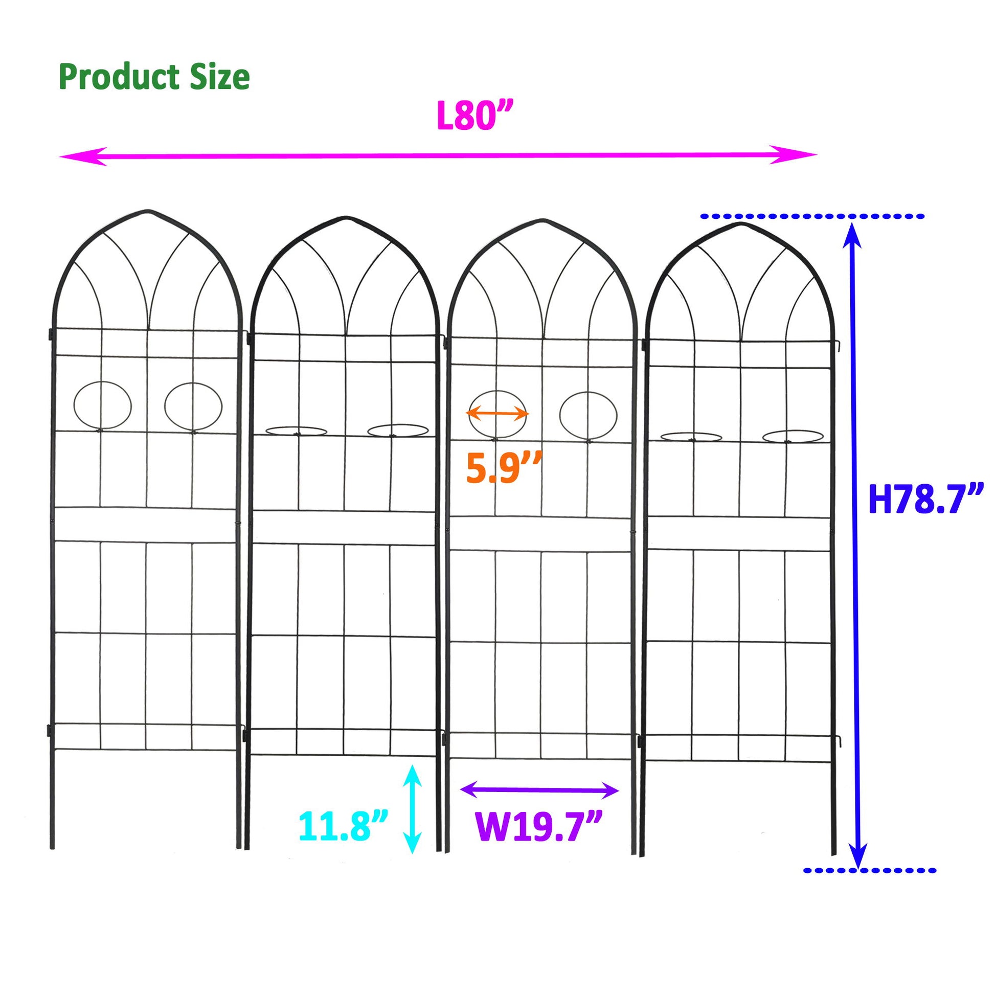 Metal Garden Trellis Rustproof Trellis For Climbing Plant, Outdoor Flower Support Daily Nest
