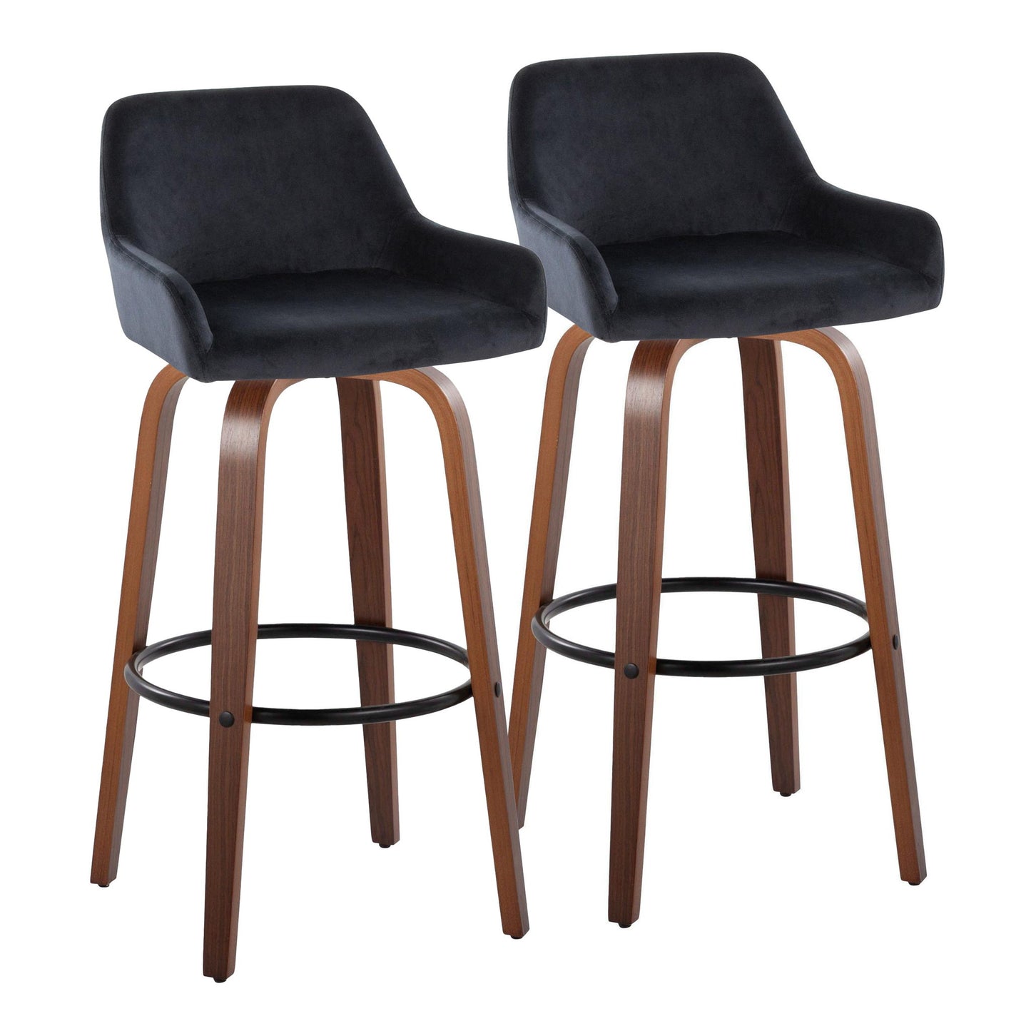 Daniella - Contemporary Fixed Height, Barstool & Swivel And Round Footrest (Set of 2) Lumi Source