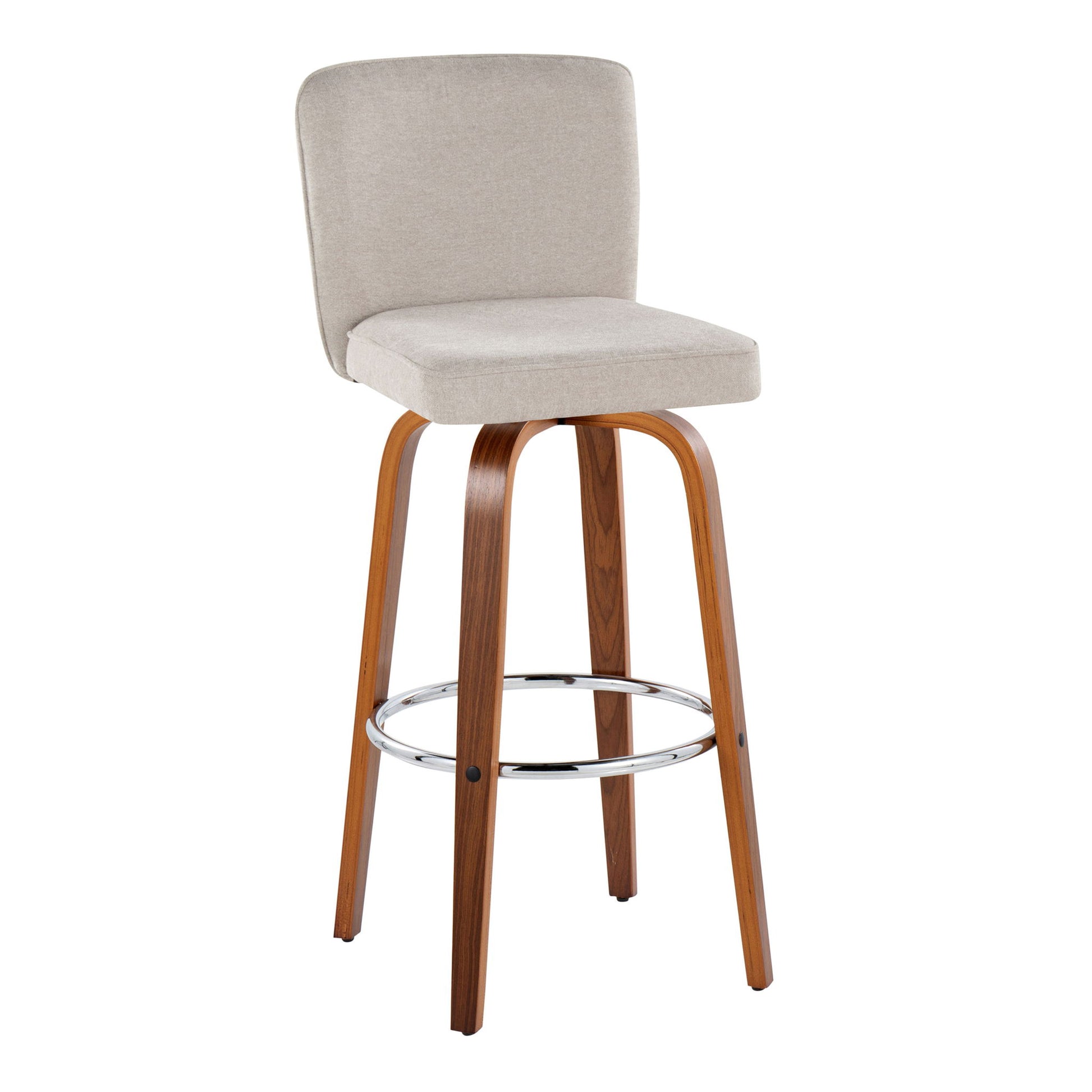 Henry - Contemporary Fixed Height Barstool With Swivel With Round Footrest (Set of 2) Lumi Source