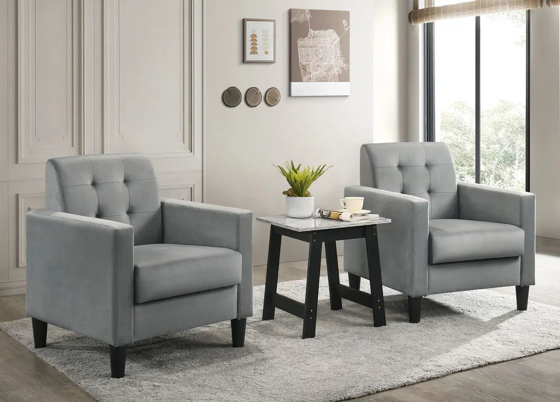 Hale - Velvet Armchairs And End Table Living Room (Set of 3) Lilola Home
