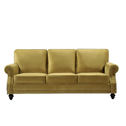 3 Seater Sofa With Nailhead Trim And Turned Legs For Living Room US Pride