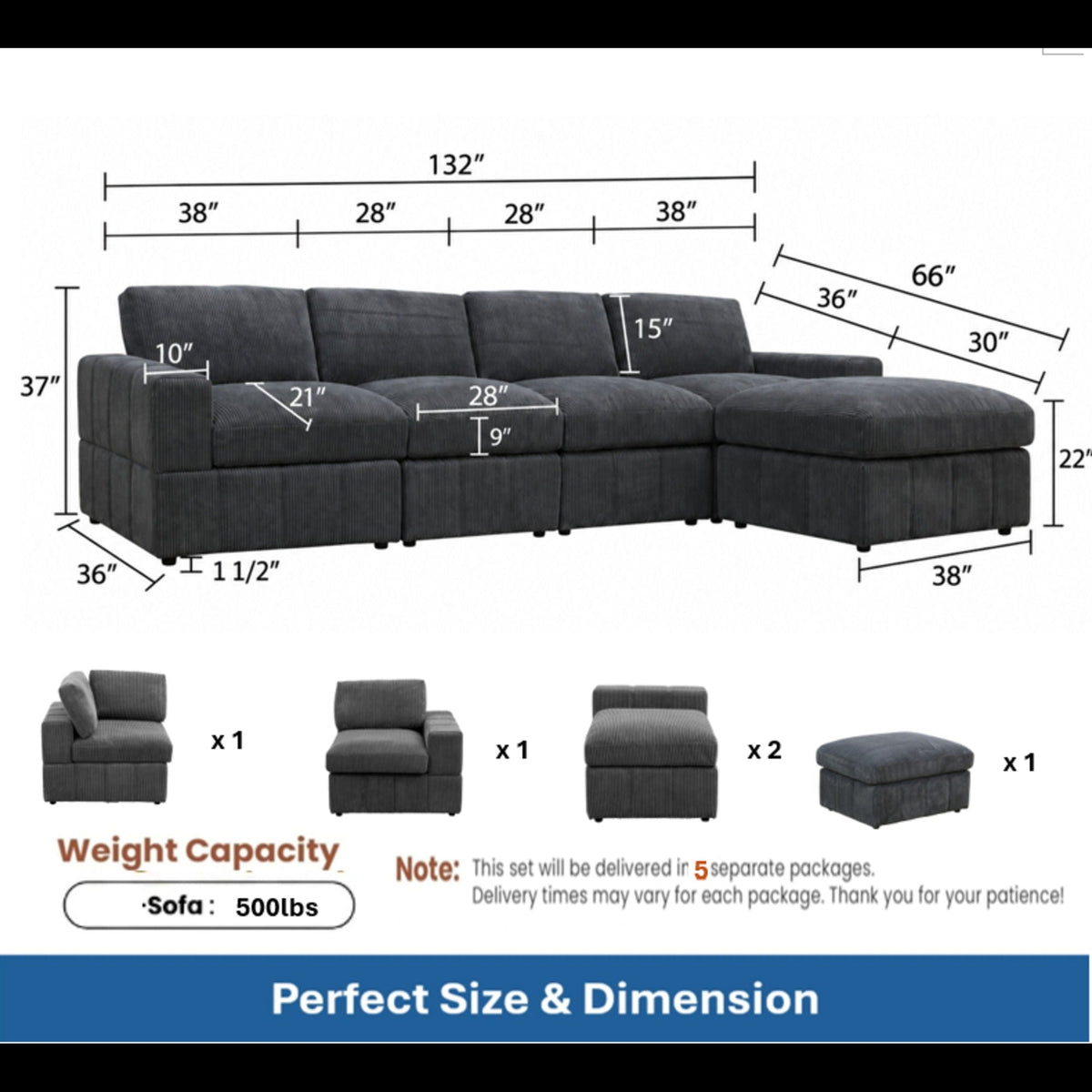 Modular Sectional Sofa, Reversible Set Home Essentials