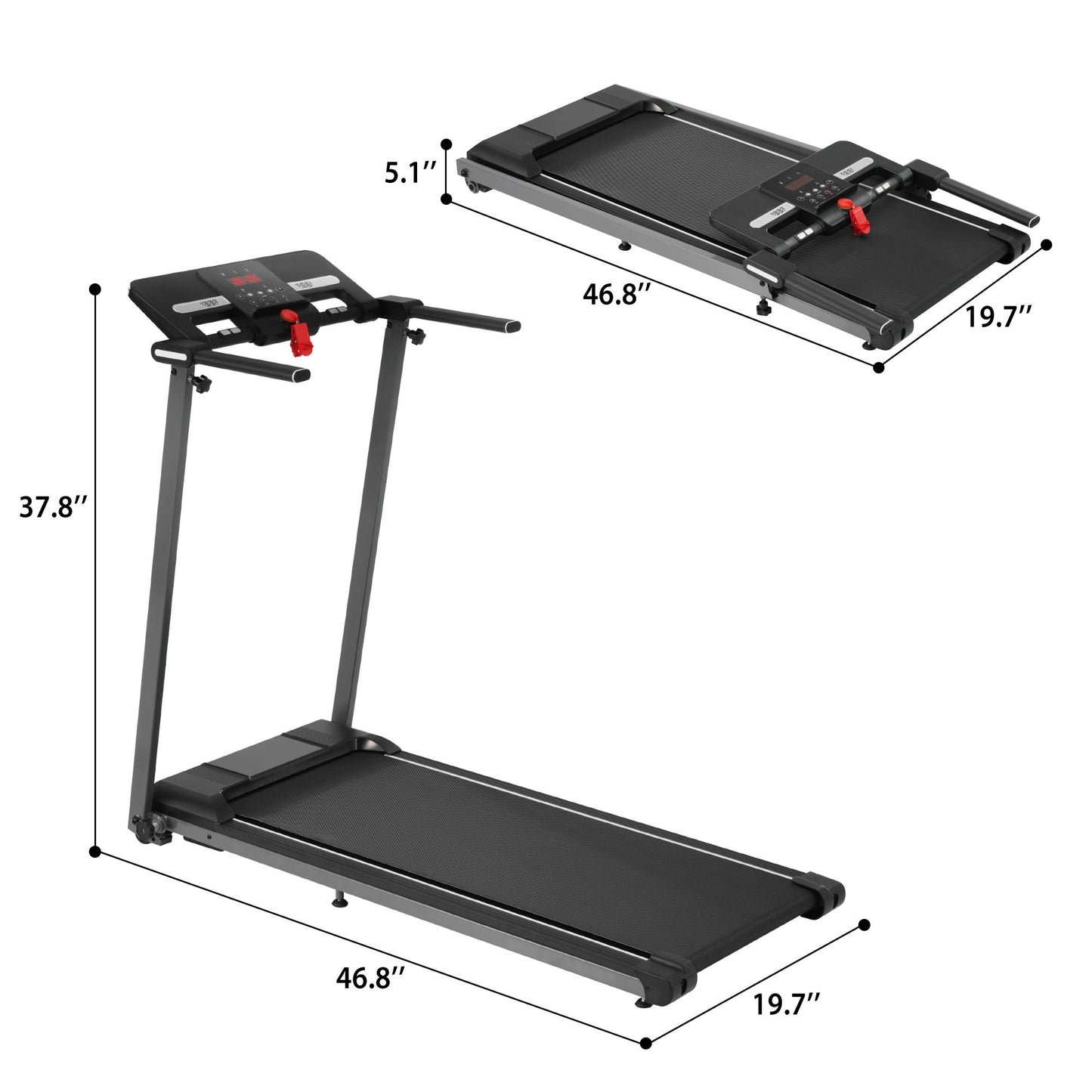 Folding Walking Pad Treadmill For Home With Incline 0.5 7.5Mph - Black Daily Nest